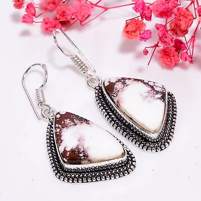 Wild Horse Jasper Vintage Handmade 925 Sterling Silver Earrings 1.9  GSR-4360 • $16.99