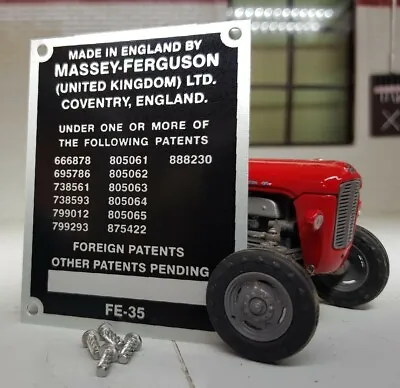 £12.65 • Buy Massey Ferguson FE35 35 FE-35 Tractor Commission Plate 13 Patent Numbers 1958-64