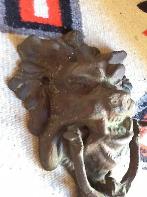 $1575 • Buy Antique Gargoyle Lion Head Solid Copper Door Knocker