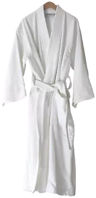 White Unisex Bathrobes 100% Cotton Kimono Style With Belt 48x63 Or 52x70 • $36.99