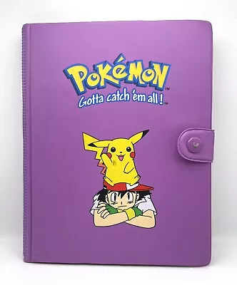 1999 Pokemon Purple Trading Card Binder Folder Album Pikachu Ash Rare Vintage • $31.99