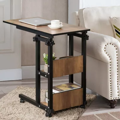 C-Shape Mobile Snack End Table With Storage Shelves • $66.20
