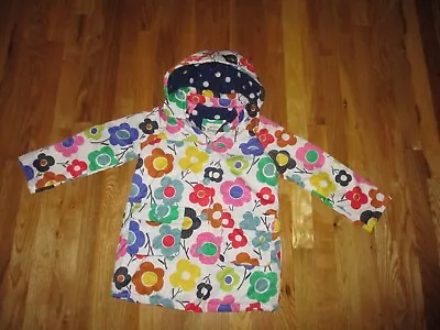 Girls Mini Boden Colorful Floral Fleece Lined Hooded Coat Jacket Size 5-6Y • $39.99