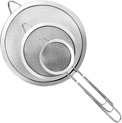 3 Pcs Super Wire Extra Fine Mesh Strainer With Handle Small Medium Large Size S • $12.59