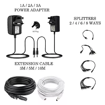 3m/5m/10m 12V DC Power Supply Extension Cable For CCTV Camera DVR PSU Lead  • £4.20