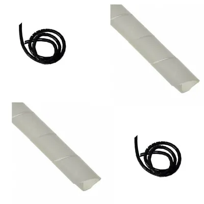 3mm Diameter Spiral Binding White Black Cable Tidy Wrap 0.5-50m Lead Protector • £2.05