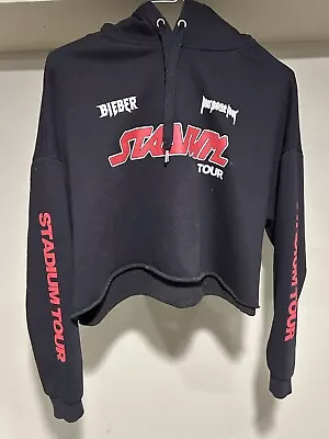 Justin Bieber Purpose Stadium Tour Black Cropped Hoodie Sweatershirt XL • $7.99