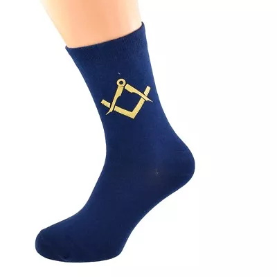 Masonic Gold No G Vinyl Print Mens Navy Blue Socks UK 5-12 X6S224-004-G-NoG • $6.15