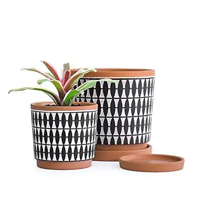 Set Of 2 Terracotta Pots 4 Inch And 6 Inch Planter Pots For Plants With Drainage • $37.23