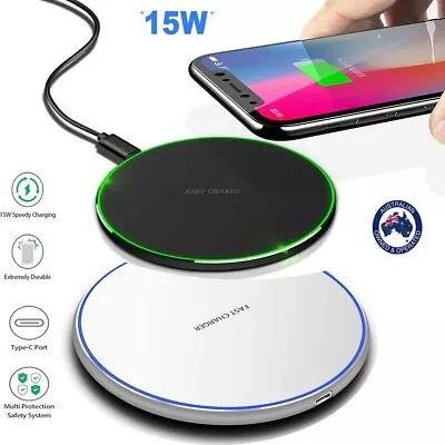 15W Wireless Charger Charging Pad For IPhone 15 14 13 12 Pro Max Samsung S23 S22 • $8.17