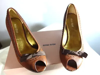 MIU MIU Calzature Donna Wedge PEEP TOE W/BOW - Light Wear W/ Box 6 1/2 • $40