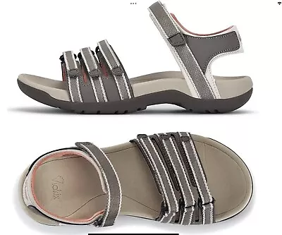 Viakix Hiking Sandals Womens 9 Beige Adjustable Outdoor Walking • $49