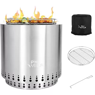 Outdoor Bonfire Fire Pit 17 Inch Stainless Steel Smokeless Fireplace Stove • $215.99