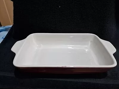 MASON CASH Burgundy Rectangular Shallow Oven Pie Dish With Handles • £10