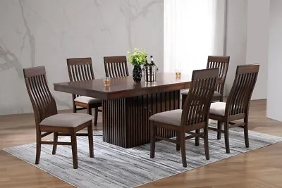 7 Pc Mission Inspired Mango Oak Wood Finish Dining Table Chairs Furniture Set • $1299