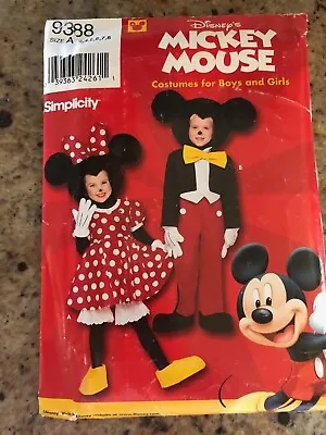 🌻 SIMPLICITY #9388 - CHILDS DISNEY MICKEY - Minnie Mouse COSTUME PATTERN 3-8 FF • $18.99