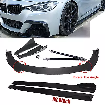 Carbon Fiber Front Bumper Spoiler+Side Skirt+Rear LipS For F30 E92 E90 E36 E30 • $149.99