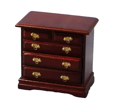 1/12th DOLLS HOUSE CHEST OF DRAWERS QUALITY IN MAHOGANY WOOD • $17.38