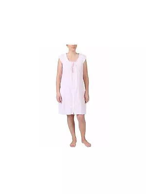 MISS ELAINE Intimates Pink Tie Pleated Striped Nightgown M • $5.94