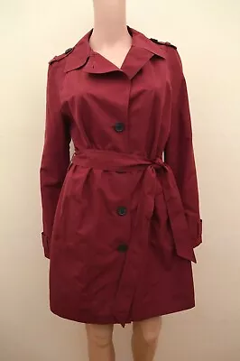 New M&S Collection Trench Mac Burgundy Coat With Stormwear UK 12 • £22