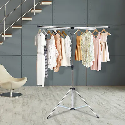 Tripod Clothes Drying Rack Laundry Coat Foldable Clothes Stand Hanger Portable • $33.25