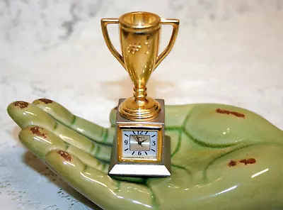 Nice Vintage Goldtone Timex Quartz Trophy Miniature Clock • $18