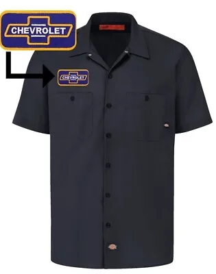 CHEVROLET Retro Patch DICKIES Short Sleeve Work Shirt Classic CHEVY S-5X • $35.95