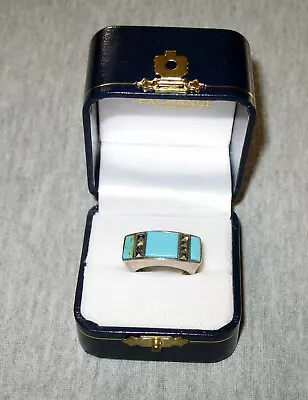 TH Sterling 925 Turquoise & Marcasite Ring Sz 7.5 • $24