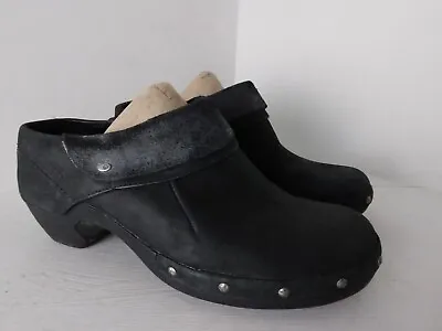 Merrell Luxe Wrap Black Leather Slip On Studded Mule Clogs Shoes Womens Size 7 • $24.99