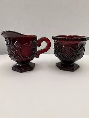 Vintage Avon Cape Cod Ruby Red Glassware Sugar & Creamer Set • $10