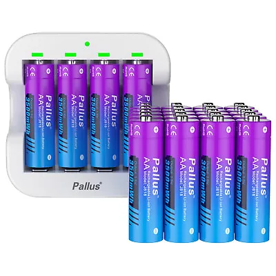 Pallus AA Batteries 1.5V Lithium AA Rechargeable Batteries 3500mWh 1600 Cycles • $34.79