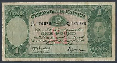 Australia: 1942 WWII KGVI £1 1 Pound Armitage-McFarlane. GF - Cat VF $150 F $7 • $19.99