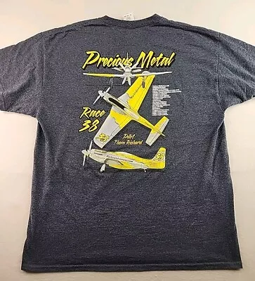 Vintage Precious Metal Race 38 Graphic P51 Mustang T-shirt Mens XL Blue Cotton • $16.19