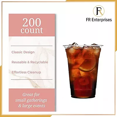 200 Clear Plastic Disposable Drinking Vending Glasses Cups Wedding Catering 7oz • £7.29