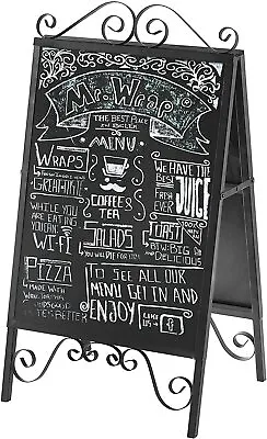 A-Frame Black Metal Freestanding Chalkboard Sign/Decorative Message Board • $107.99