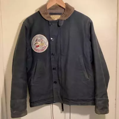 BUZZ RICKSON'S N-1 Deck Jacket NAVY Badge 38 Cuff Damege U.S.S. SILVERSIDES JUNK • $231