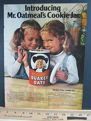 1976 Vintage Print Ad Quaker Oats Cookie Jar Oatmeal Kids Cute Snack Poster Wall • $9.95