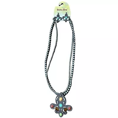 M&F Western Charm Fleur De Lis Necklace And Earring Set • $14.99