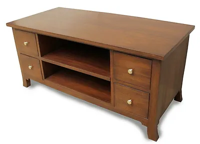Solid Mahogany Orchard Straight TV Unit / Stand With Storage NEW CBN052 • £395