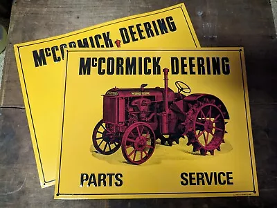 Vintage Lot Of Two Mccormick Deering Parts Service Yellow IH Farmall Sign 14x11 • $38