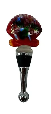 Art Glass Wine Stopper In Box Bottle Stopper Cork Shell Shape Multi Color • $14.95
