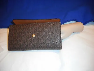 N/W/T Michael Kors Jet Travel Brown Women Trifold Wallet • $168