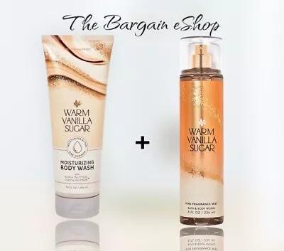 Bath & Body Works Warm Vanilla Sugar Body Wash 295 Ml & Body Mist 236 Ml Duo • £33.99