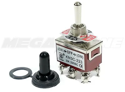Toggle Switch Heavy Duty 20A/125V Momentary DPDT (ON)-OFF-(ON) W/Waterproof Boot • $8.49