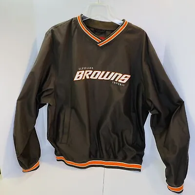 Vintage Cleveland Browns Jacket Pullover Lightweight Brown Reebok Large • $33.99