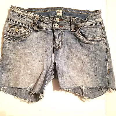 H2J Denim Distressed Shorts Size 7/8  Junior Girl Cut Off 5 Pocket Blue • $10