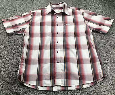 Marc Ecko Mens Shirt Size M Plaid Regular Fit Button-Up Short Sleeve Collared • $11.69