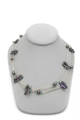 Vintage Liquid Silver Gray Baroque Pearl Necklace 40  • $17.99