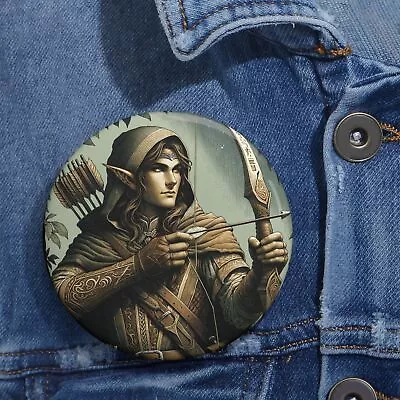 Custom Pin Button Badge Elven Archer Elf Fantasy Art Bow Arrow Graphic • $5.58