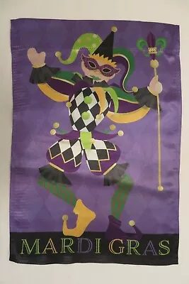 MARDI GRAS Jester Mask New Orleans Party Fat Tuesday Decorative Garden Flag • $11.49